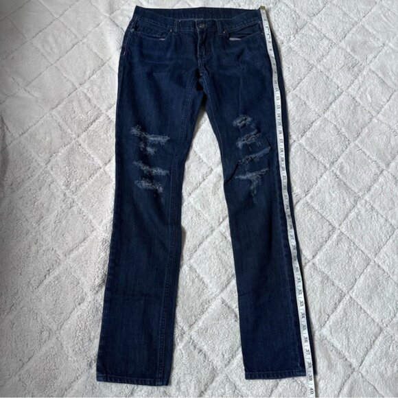 Victoria's Secret PINK | Bling Dark Wash Distressed Skinny Jeans | Size 4 - Picture 13 of 15